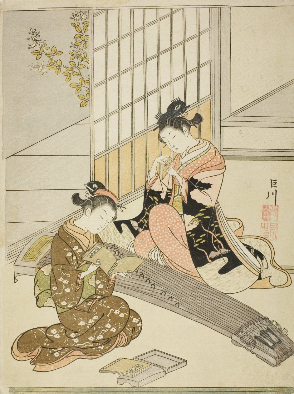 Gansos descendentes das pontes de Koto de Suzuki Harunobu
