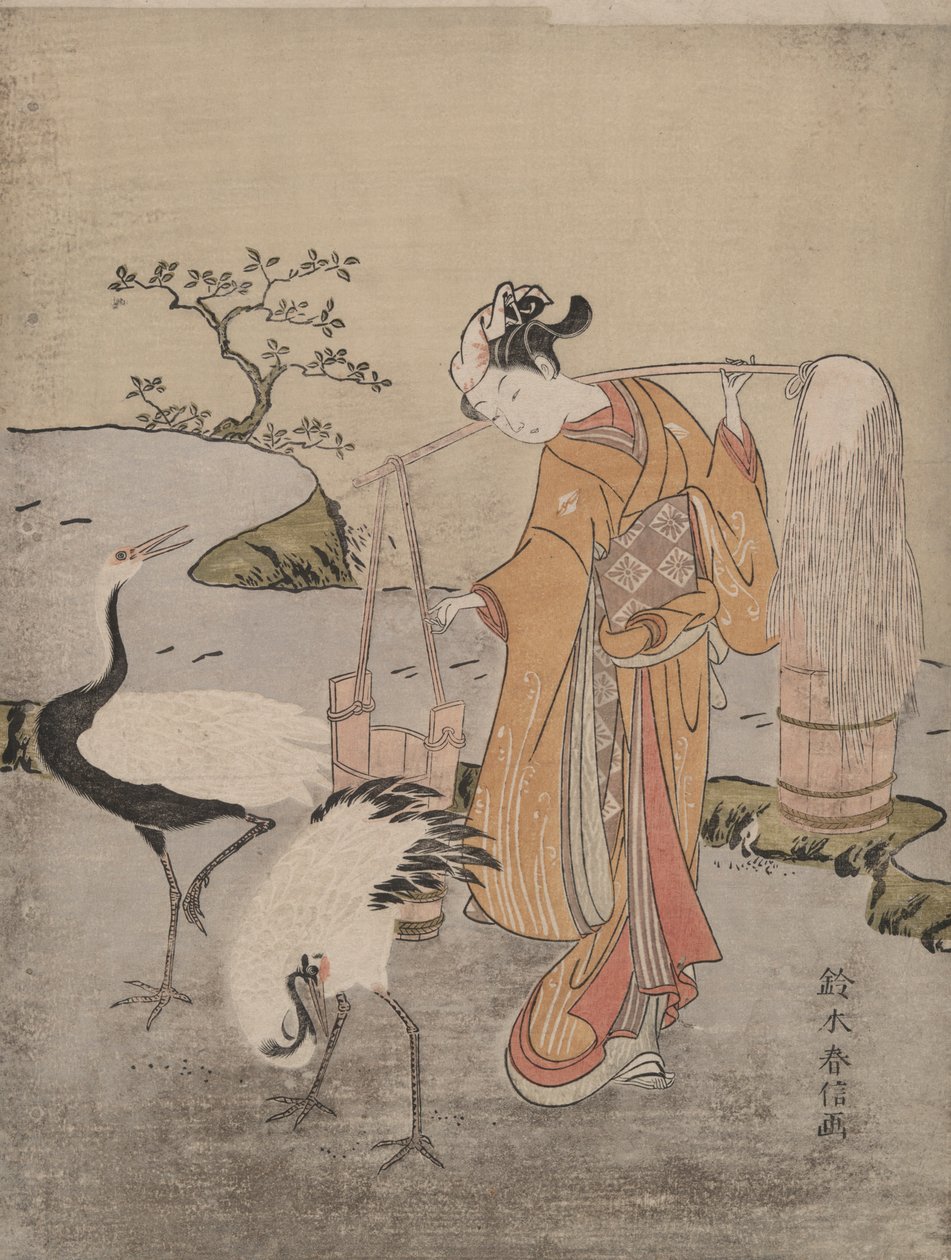 Tirar água salgada de Suzuki Harunobu