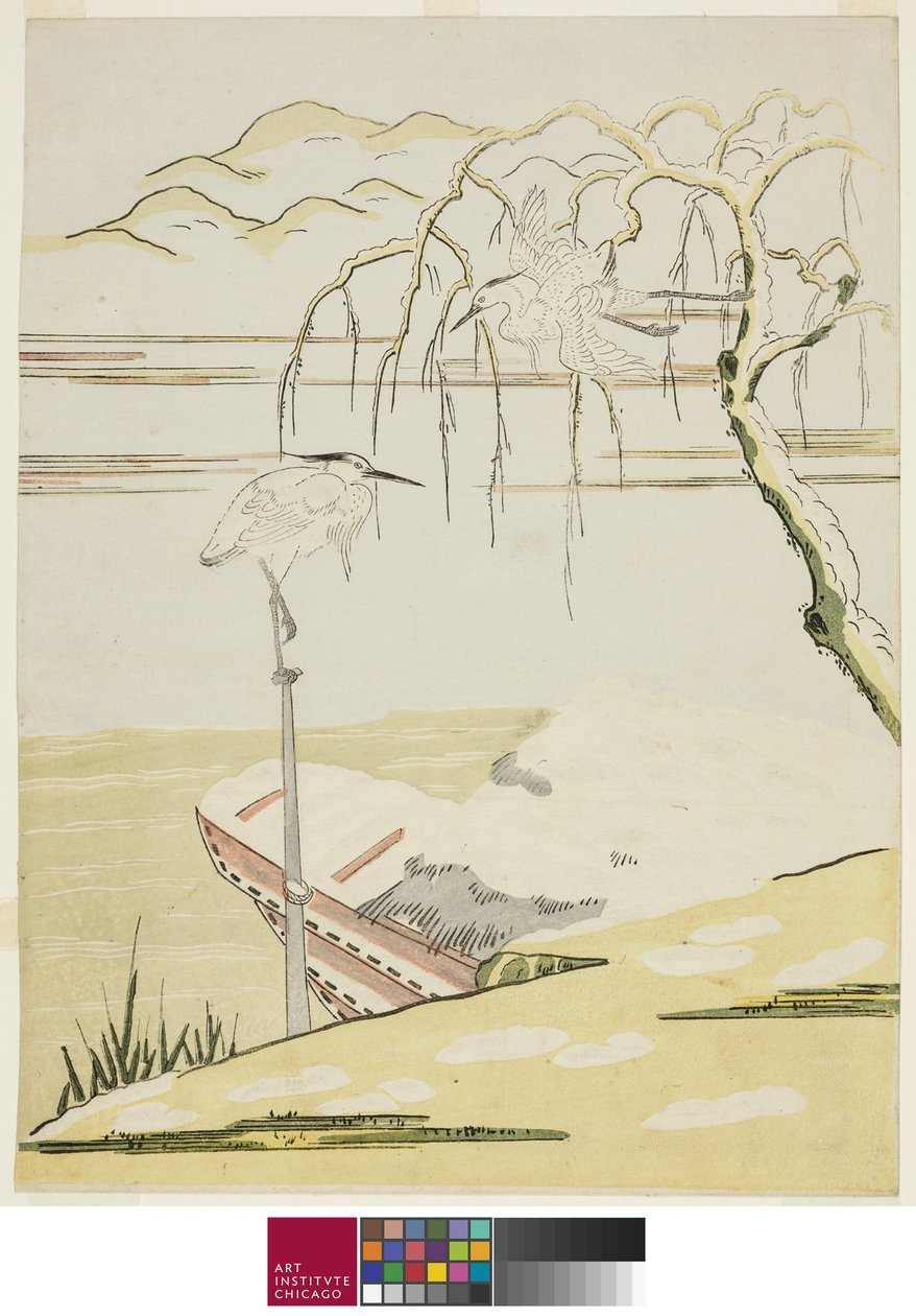 Garças na neve, c.1768 de Suzuki Harunobu