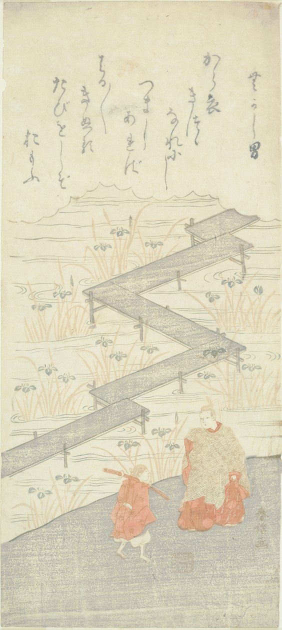 Ponte de oito plataformas (Yatsuhashi), do "Tale of Ise (Ise Monogatari)" de Suzuki Harunobu