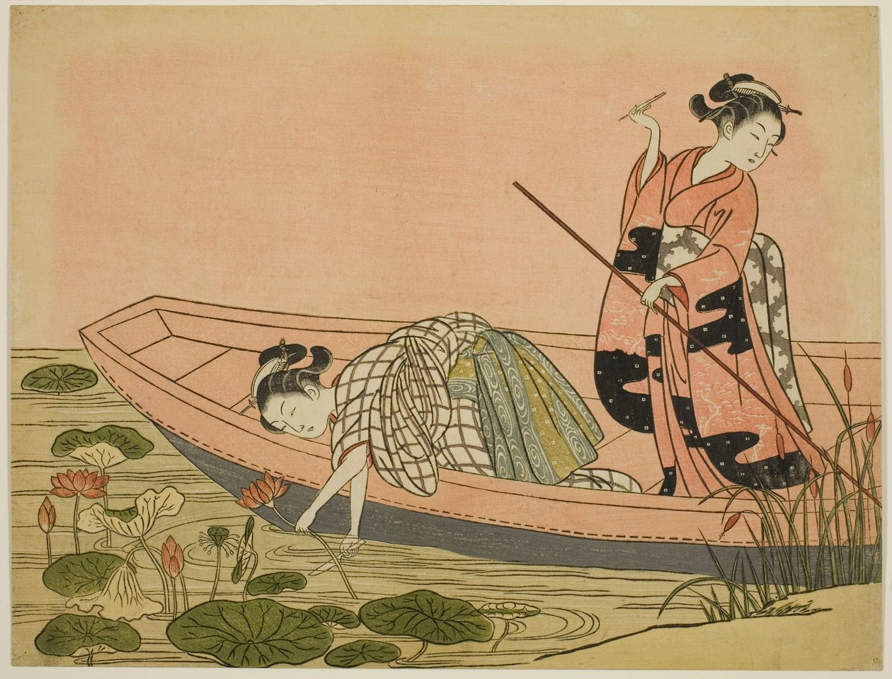 Colher flores de lótus de Suzuki Harunobu