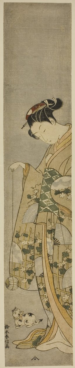 Garota brincando com um gato de Suzuki Harunobu