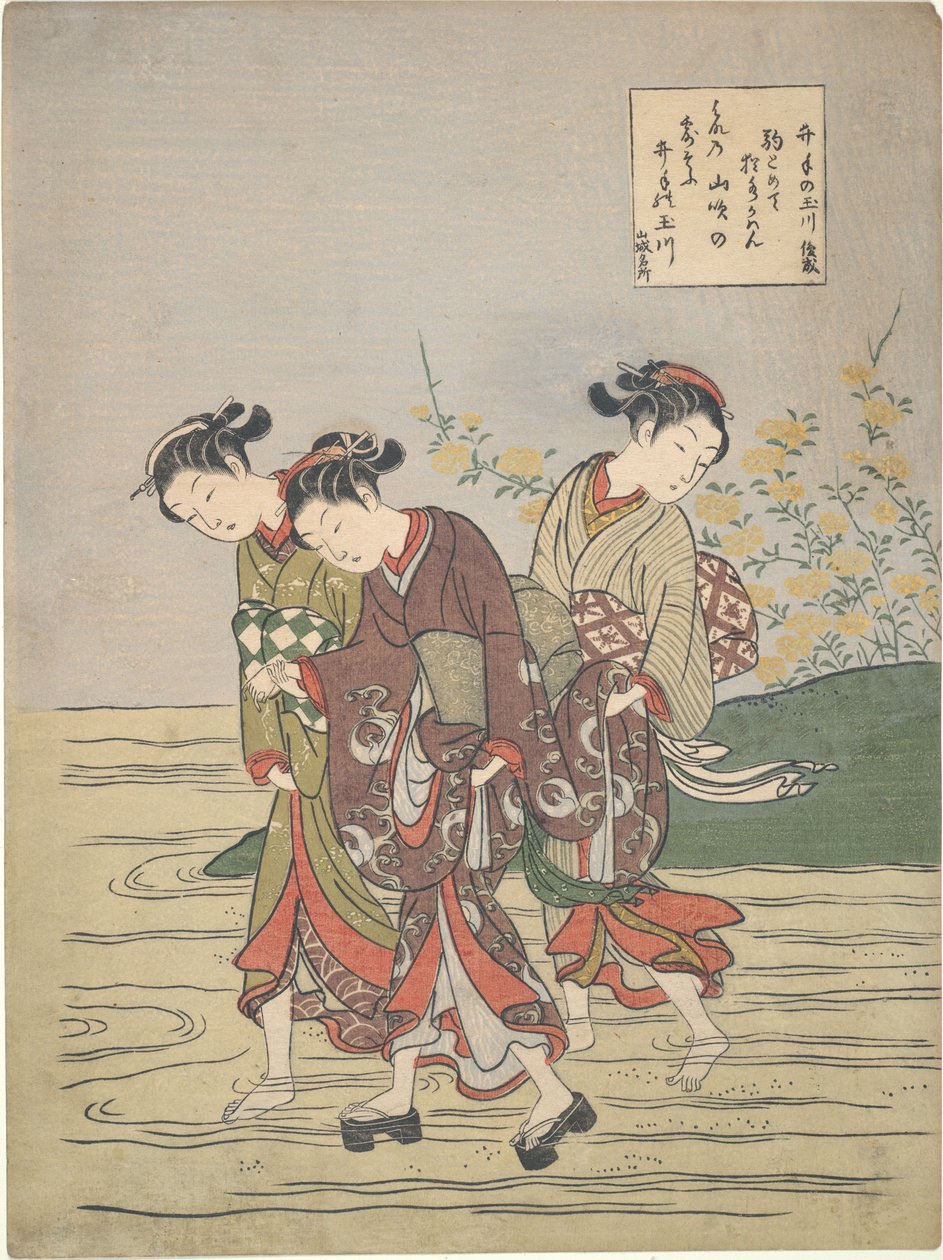 Raparigas a vadear o Ide no Tamagawa de Suzuki Harunobu