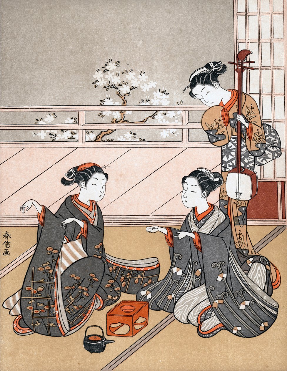 Meninas que jogam o jogo de Ken, c1745-1770. de Suzuki Harunobu