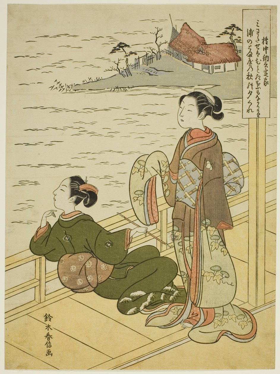 Gonchunagon Sadaie (Fujiwara no Teika), de uma série sem título de paródias dos Três Poemas da Noite de Suzuki Harunobu