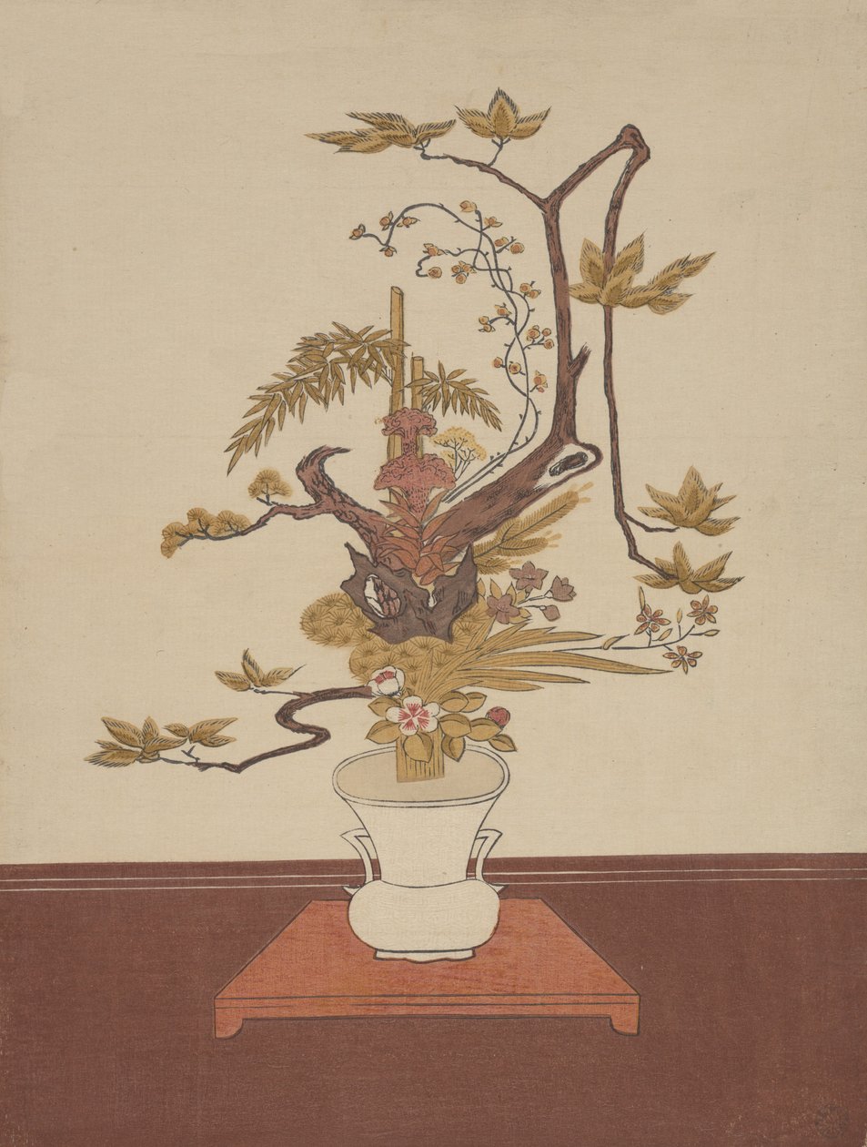 Arranjo de flores Ike Bana no estilo Ike-no-bo, provavelmente 1765., provavelmente 1765. de Suzuki Harunobu