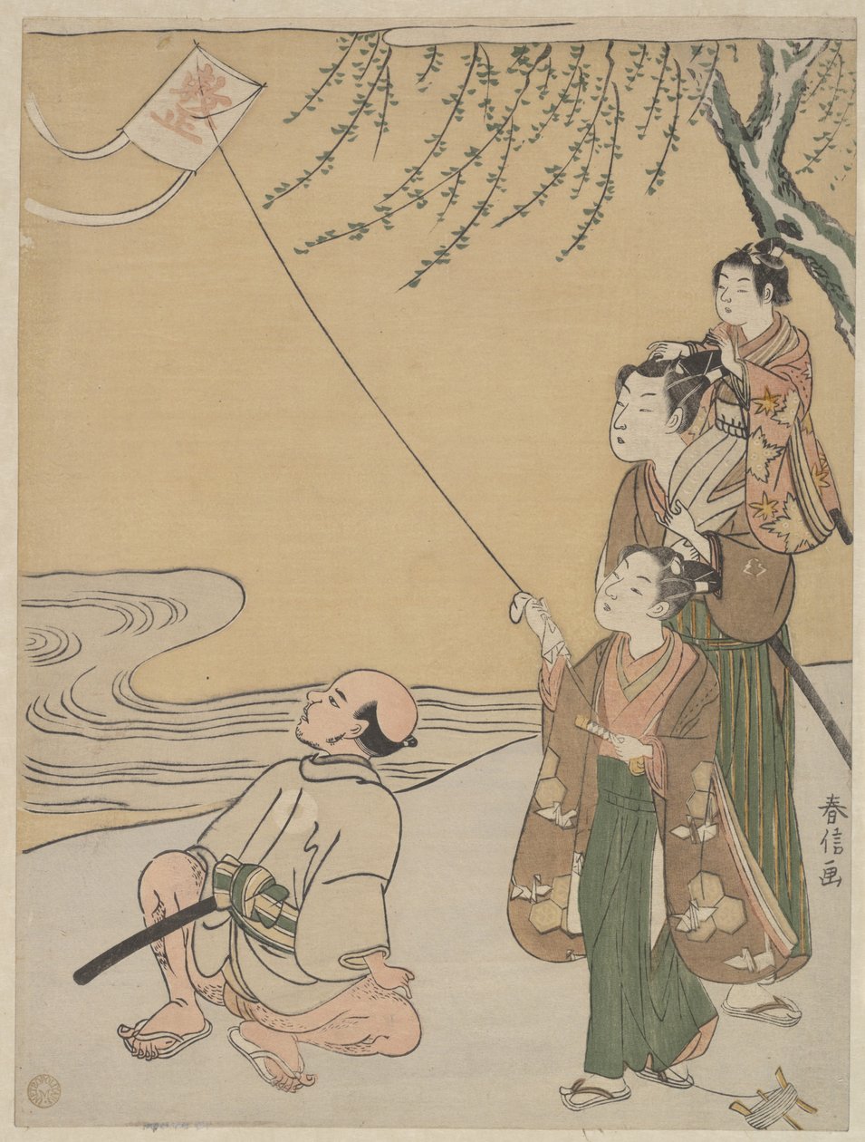 A empinar papagaios de Suzuki Harunobu