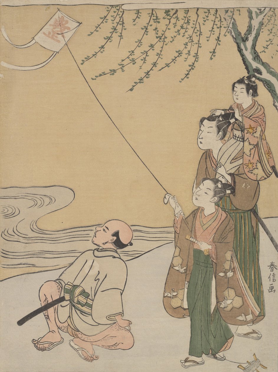 Pipas empinando, c. 1766., c. 1766. de Suzuki Harunobu