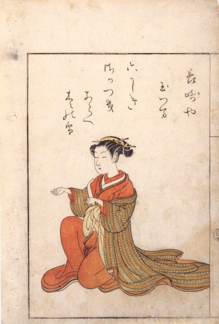 Mulher ajoelhada de Suzuki Harunobu