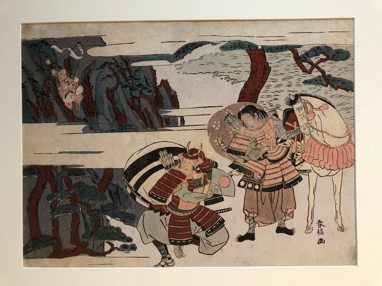 Kumagai Naozane captura Taira no Atsumori em Ichi-no-tani de Suzuki Harunobu