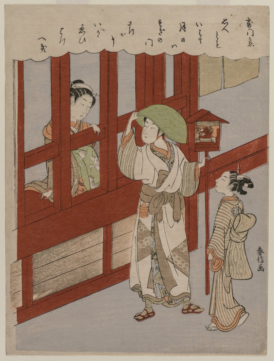 Amor na porta do bordel de Suzuki Harunobu