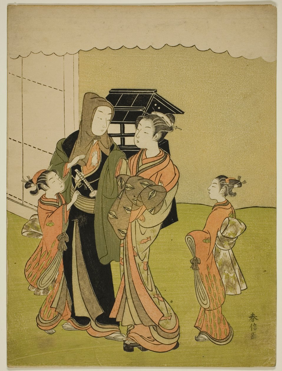 Amantes se despedindo de manhã de Suzuki Harunobu