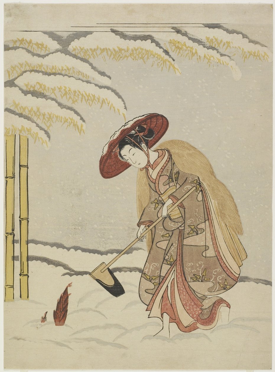 Mitate de Meng Zong, um dos vinte e quatro paradigmas da piedade filial, depois de 1765 de Suzuki Harunobu