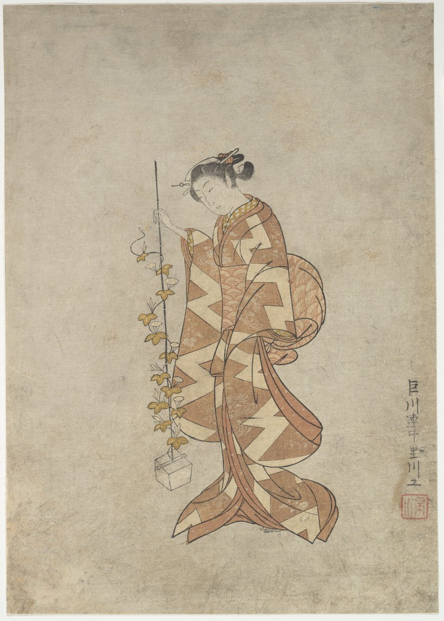 Representação moderna da poetisa Kaga no Chiyo de Suzuki Harunobu