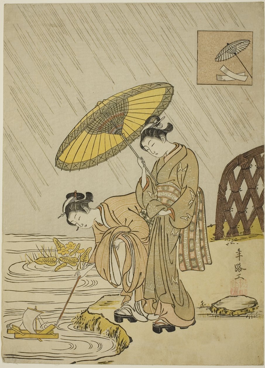 Ono no Komachi Orando pela Chuva de Suzuki Harunobu