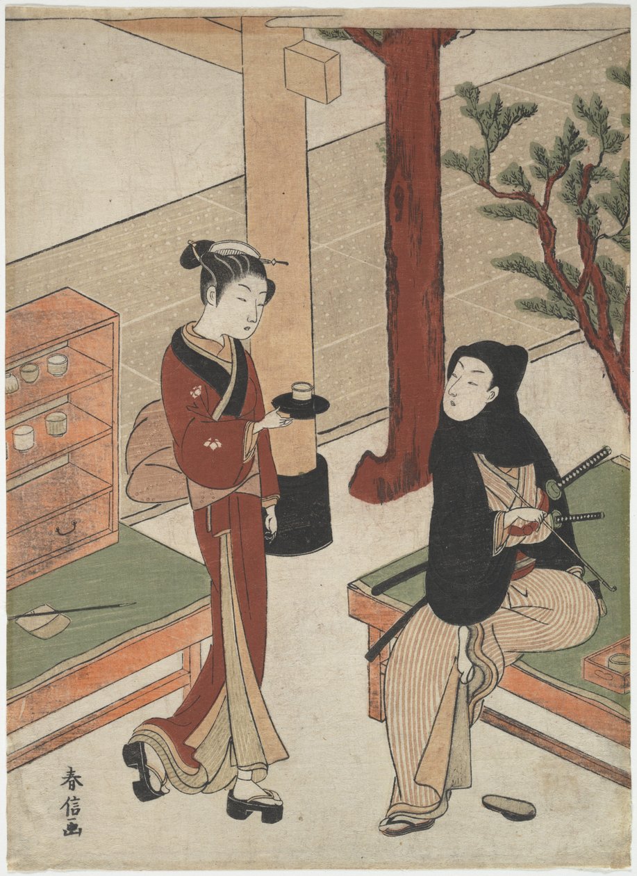 Osen serve um jovem samurai de Suzuki Harunobu