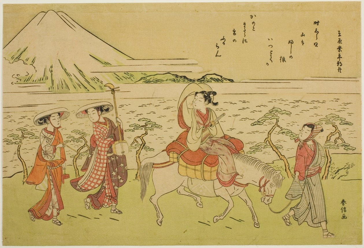 Paródia da viagem de Ariwara no Narihira para o leste de Suzuki Harunobu