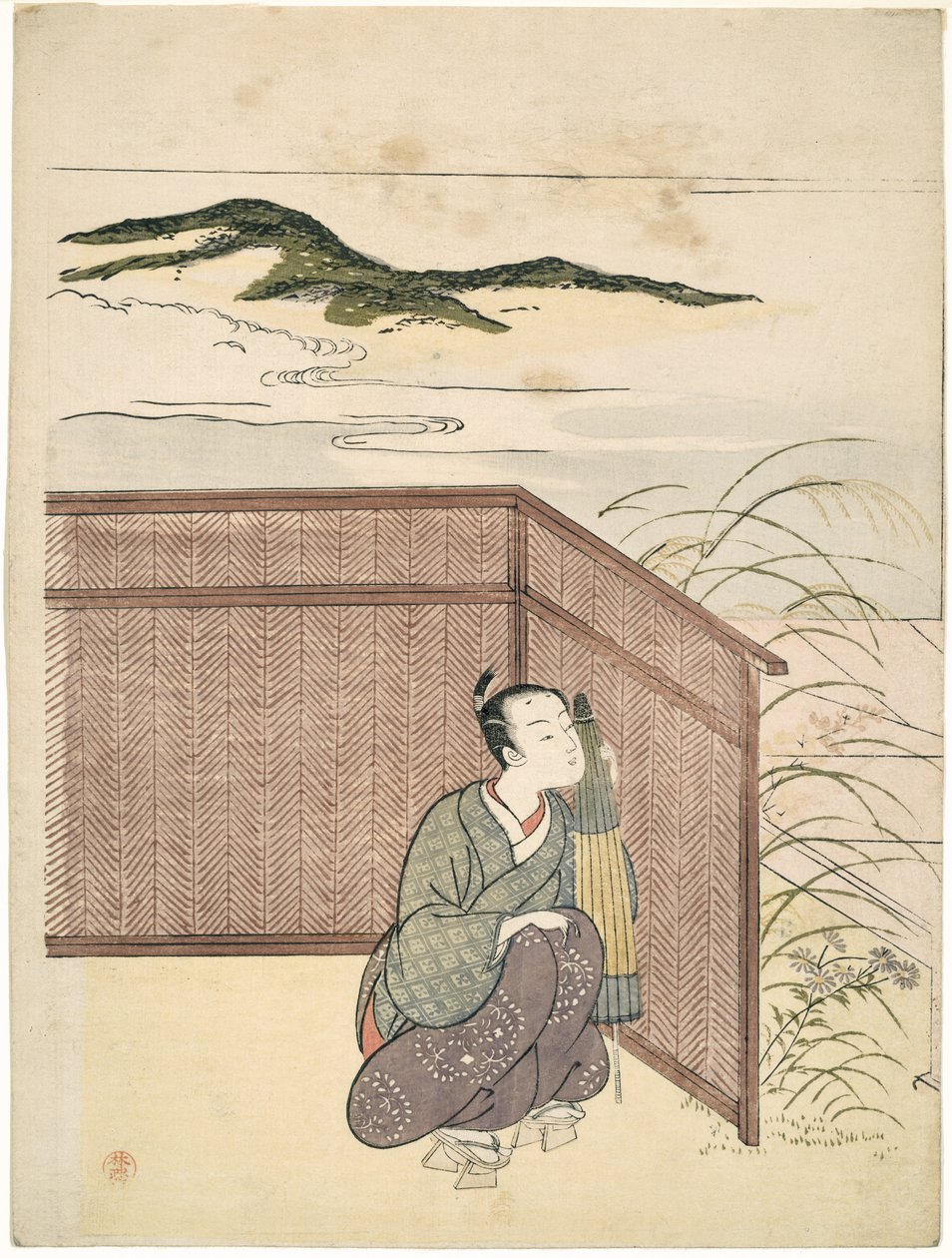Paródia de Kawachi-goe de "Contos de Ise", 1765 de Suzuki Harunobu