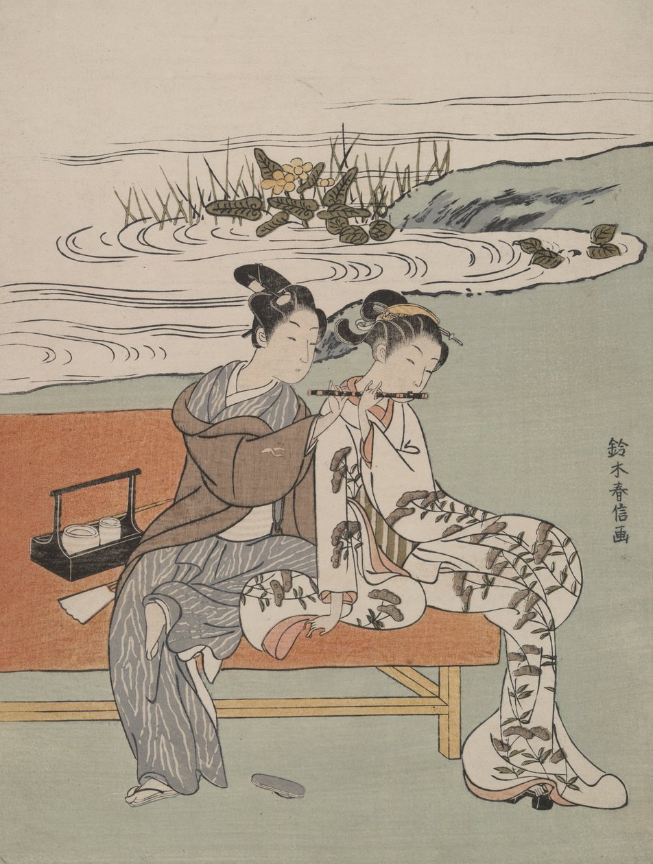 Paródia do Imperador Xuanzong e Yang Guifei de Suzuki Harunobu