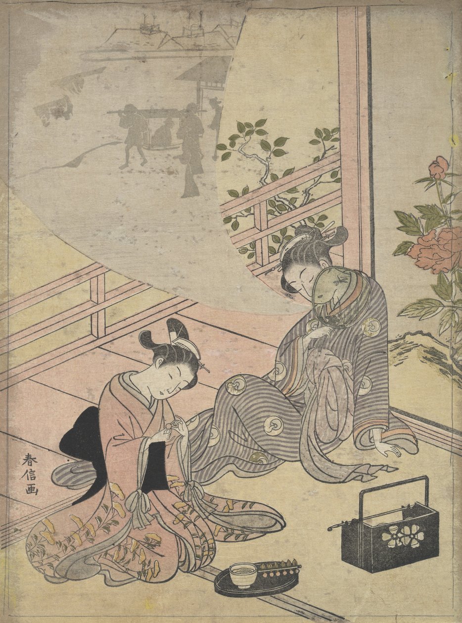 Paródia do Conto do Jovem Lu: Cortesão Dreaming, século 18., século 18. de Suzuki Harunobu