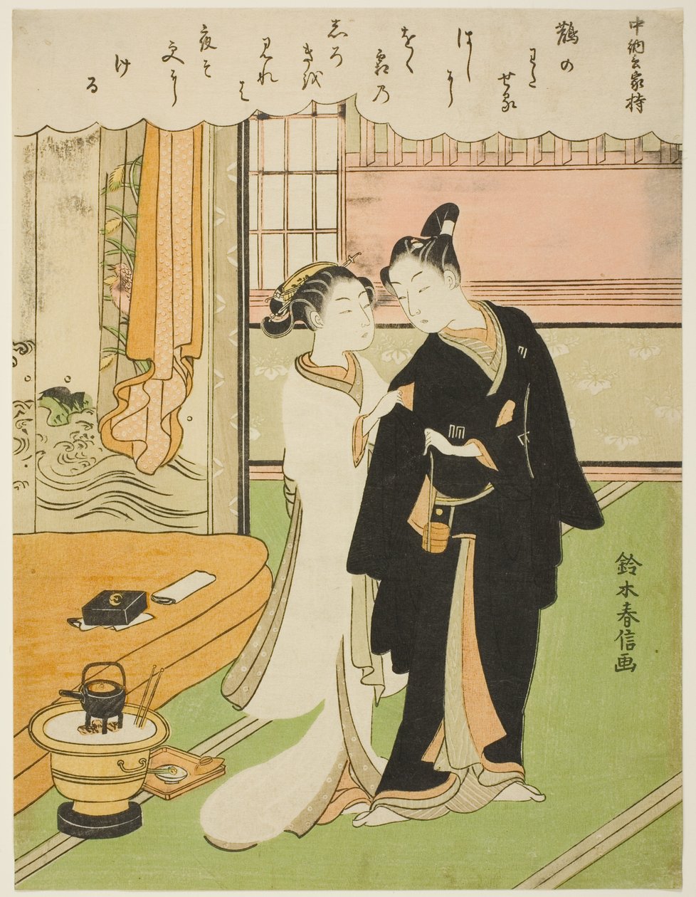 Poema de Chunagon Yakamochi, de uma série sem título de Cem Poemas de Cem Poetas de Suzuki Harunobu