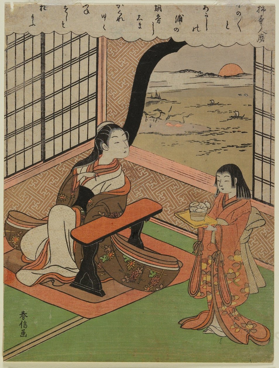 Poema de Kakinomoto Hitomaro de Suzuki Harunobu