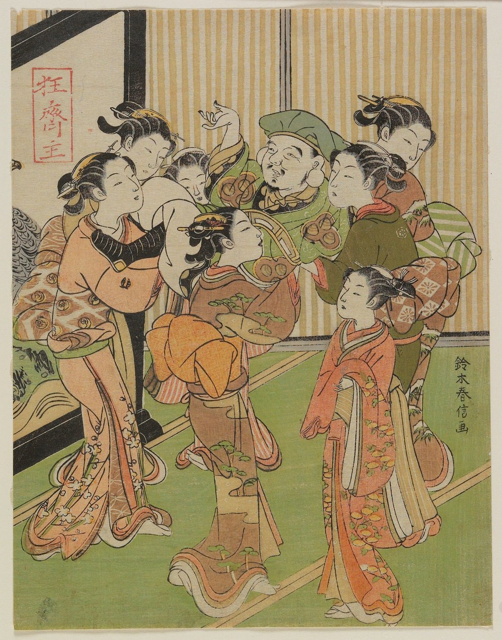 Sete mulheres lançam Daikoku ao ar no Ano Novo de Suzuki Harunobu