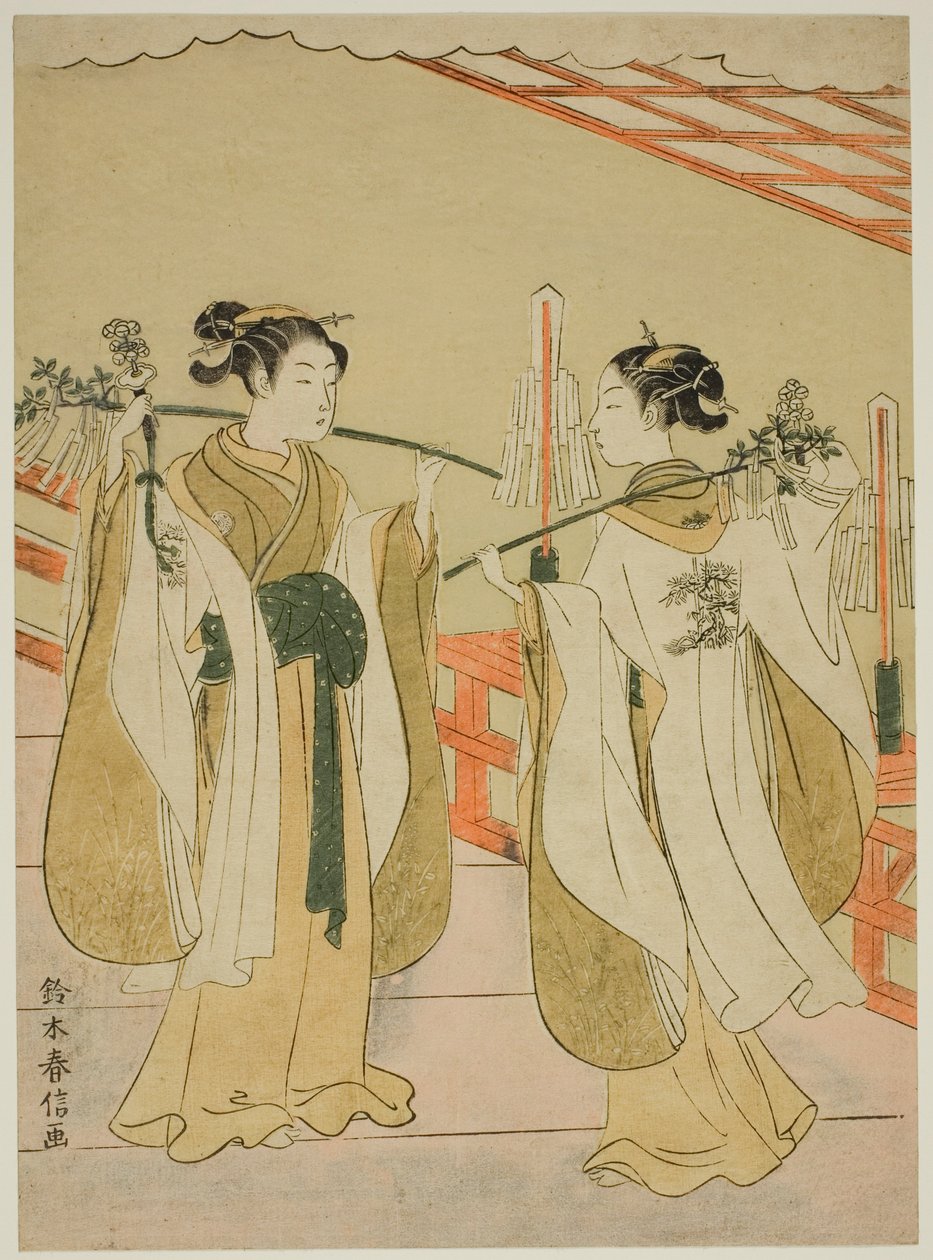 Sh Rine Maita s Ohami plan d Ohatsu Dan Shin g At Yushima Tenjin Sh Rine de Suzuki Harunobu