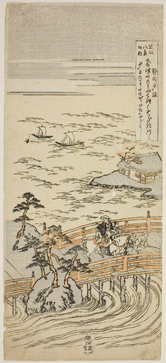 Sunset Glow at Seta (Seta Sekisho), da série "Eight Views of Omi (Omi Hakkei No Uchi)" de Suzuki Harunobu