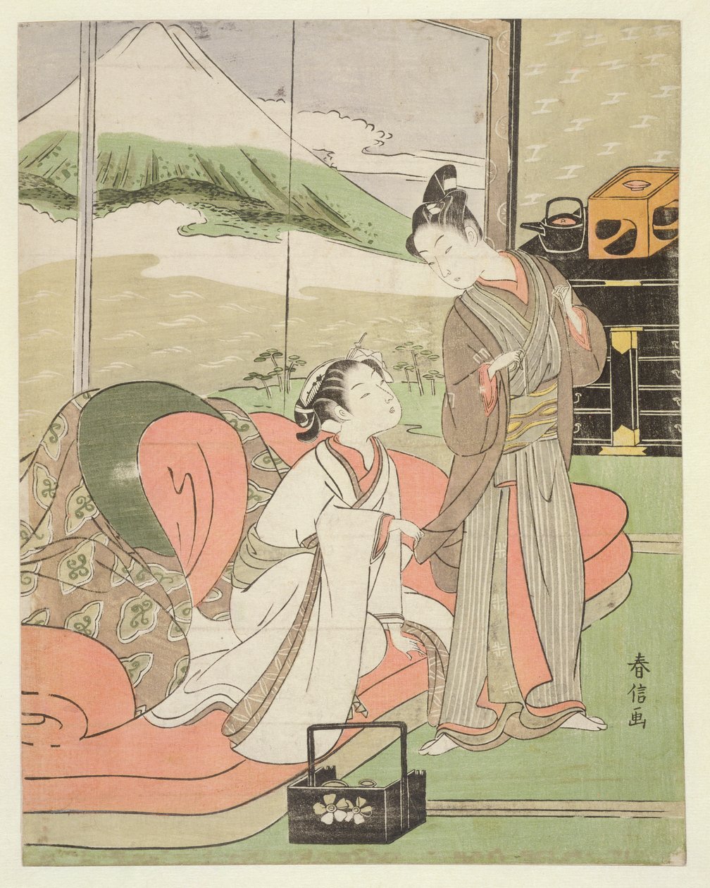 TH Riches 1913 Amante Deixar De Uma Cortesã, c.1768-9 (impressão xilogravura) de Suzuki Harunobu
