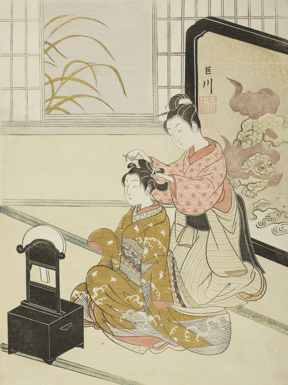 A lua do outono no espelho de Suzuki Harunobu
