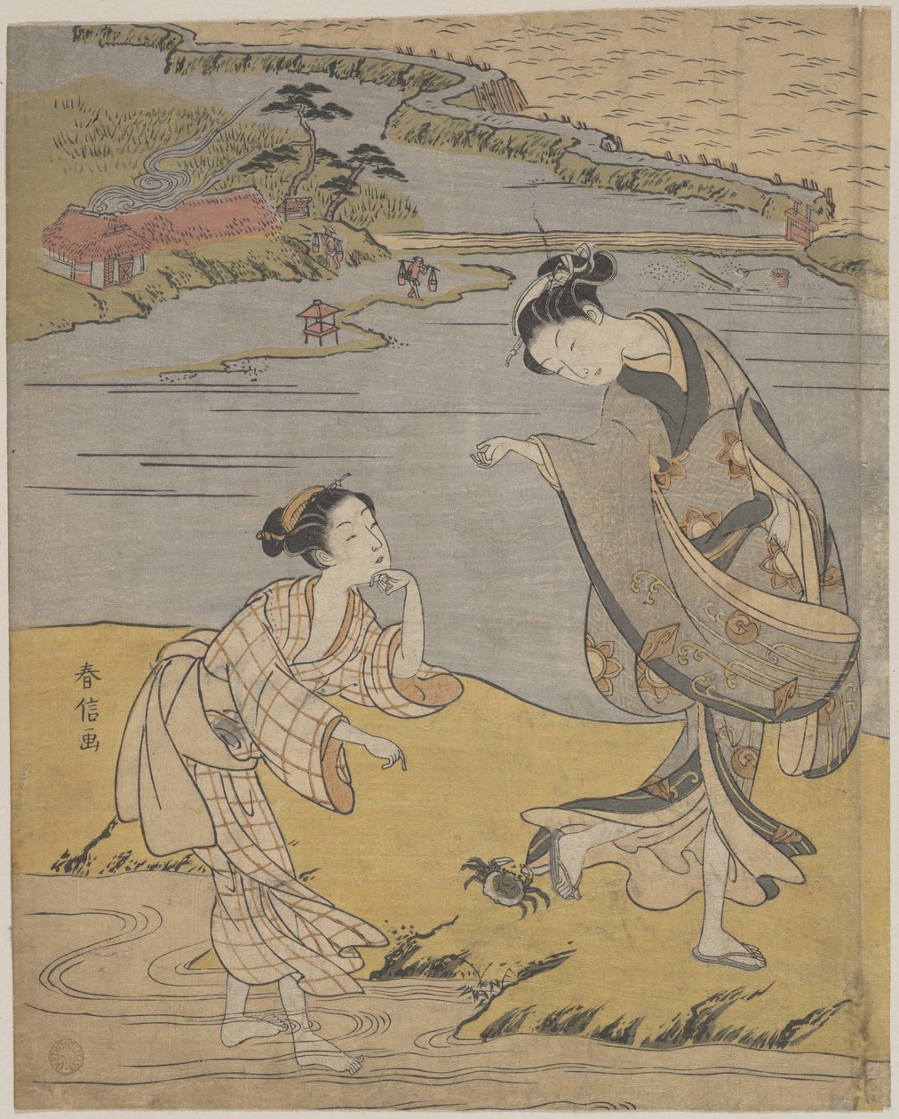 O caranguejo agarrado de Suzuki Harunobu