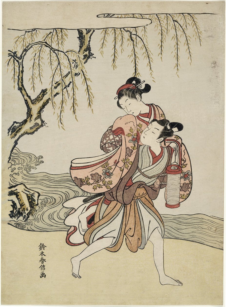 The Elopement (paródia do episódio de Akutagawa de "Tales of Ise") de Suzuki Harunobu