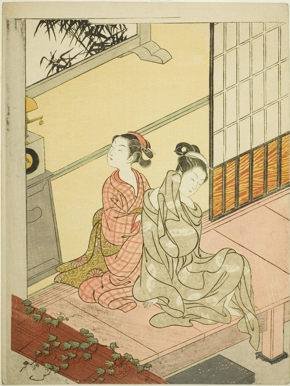 O Sino da Noite do Relógio (Tokei no bansho), da série "Eight Views of the Parlor (Zashiki hakkei)" de Suzuki Harunobu