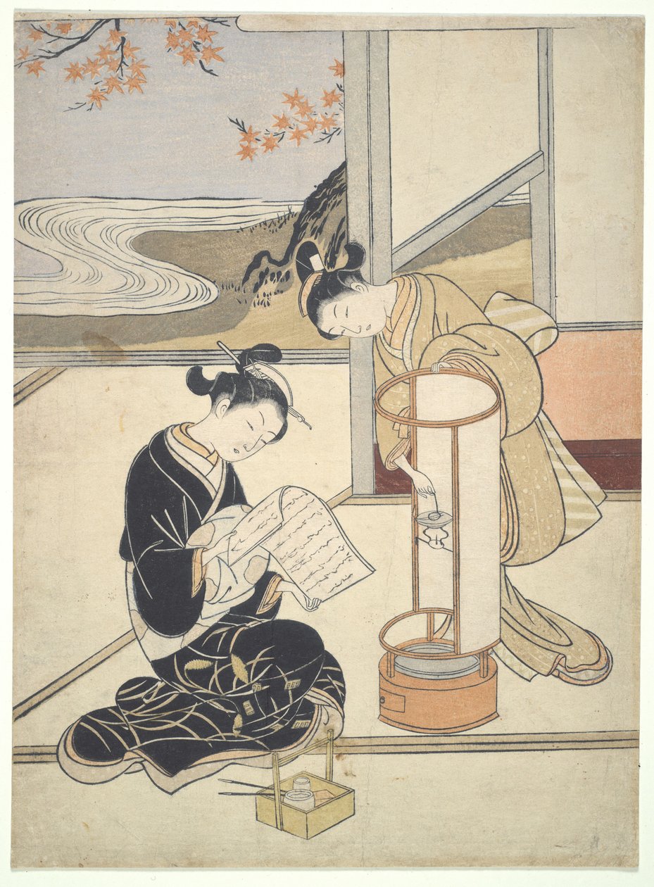 O brilho do entardecer de Andon: Zashiki Hakkei de Suzuki Harunobu
