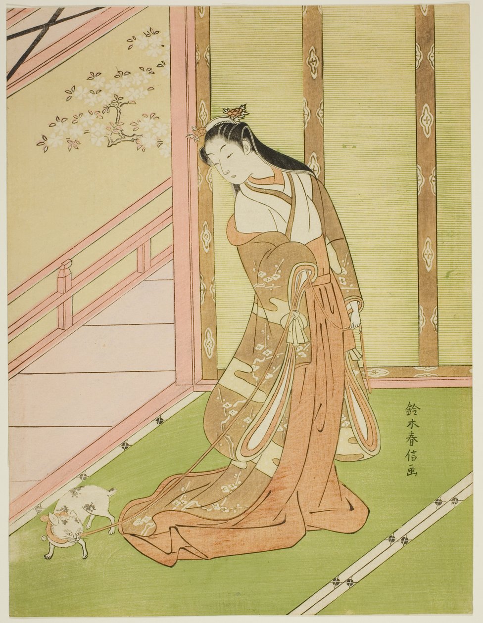 A terceira princesa e seu gato de estimação de Suzuki Harunobu