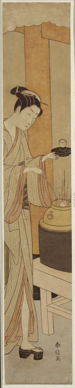A garçonete Osen da casa de chá Kagiya de Suzuki Harunobu