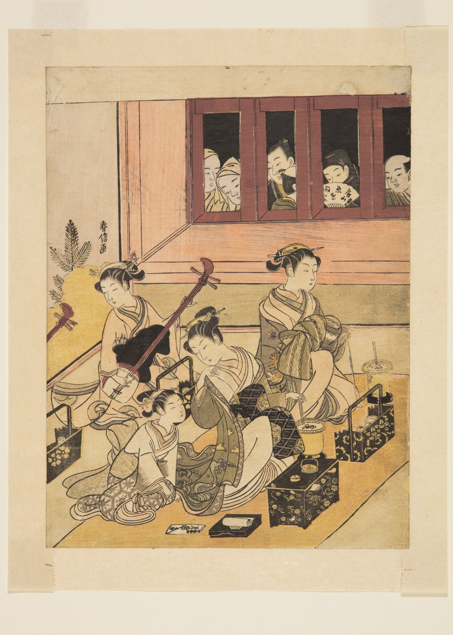 The Watchers and the Watchched (impressão a cores em bloco de madeira) de Suzuki Harunobu