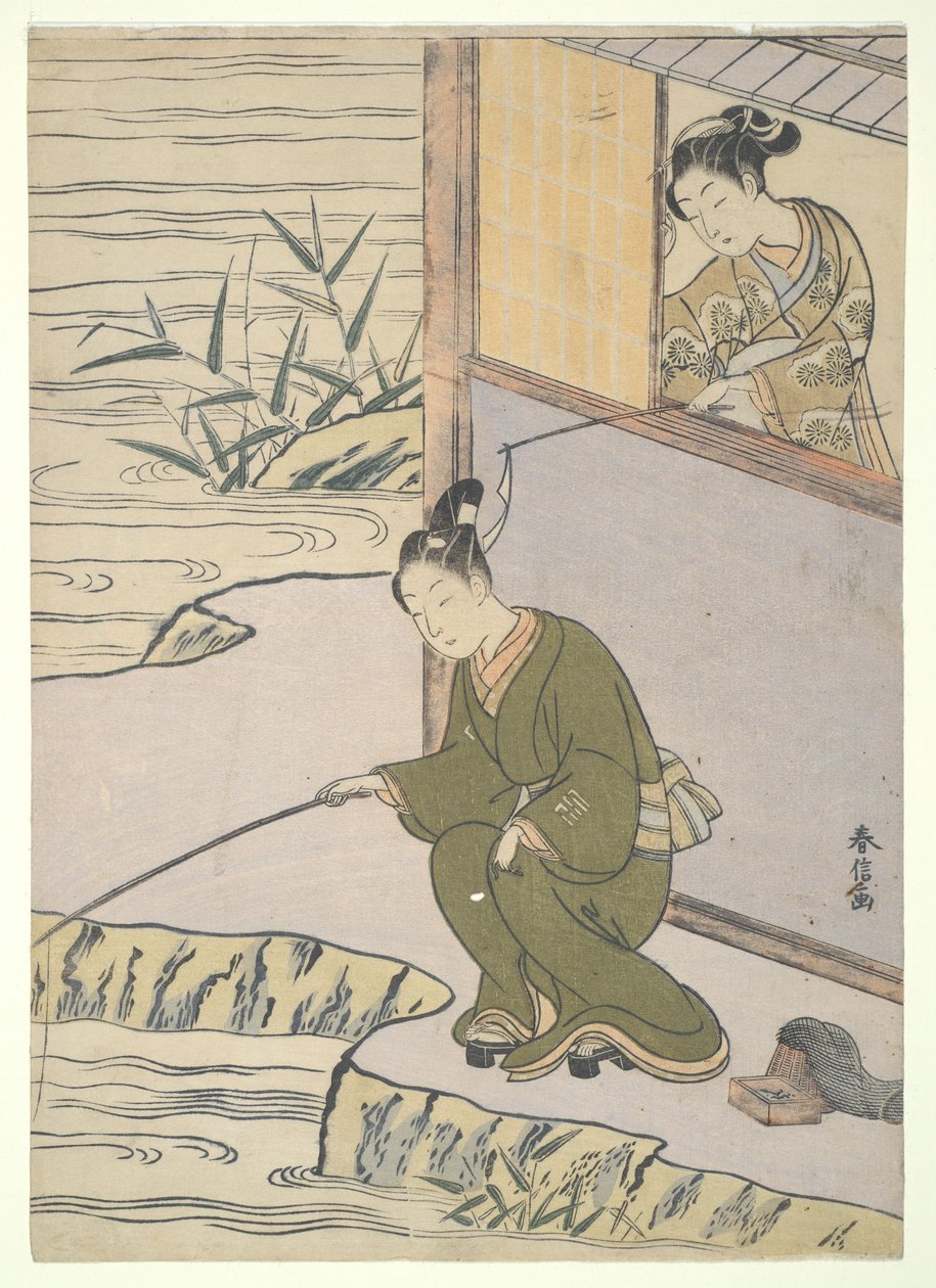 Fazer cócegas ao pescador de Suzuki Harunobu