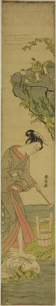 Dois Sábios Olhando para um Pano de Beleza (paródia de Kume Sennin) de Suzuki Harunobu