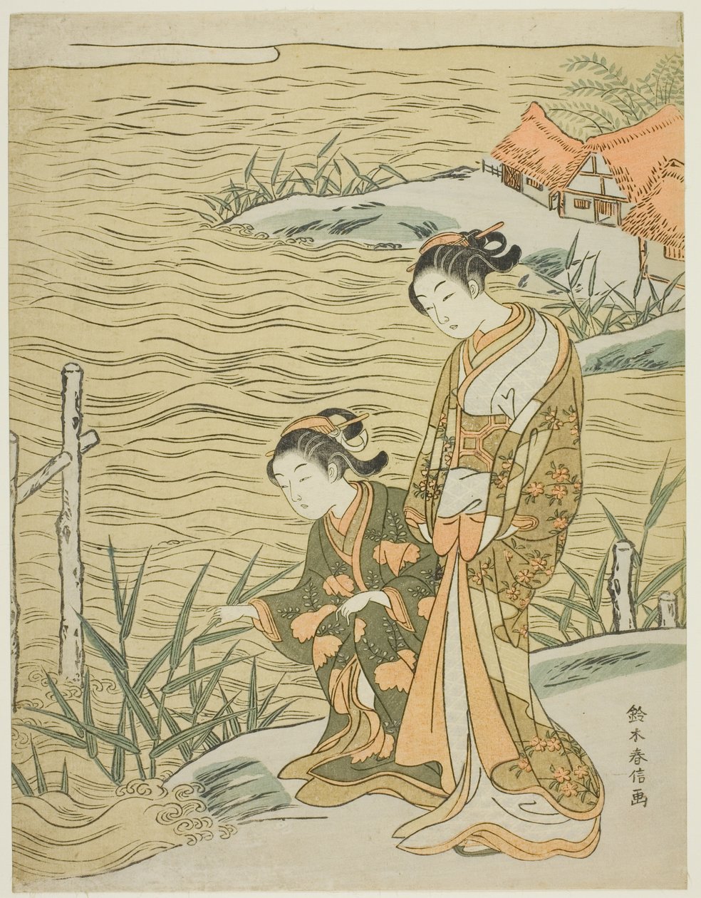 Duas mulheres à beira-mar de Suzuki Harunobu