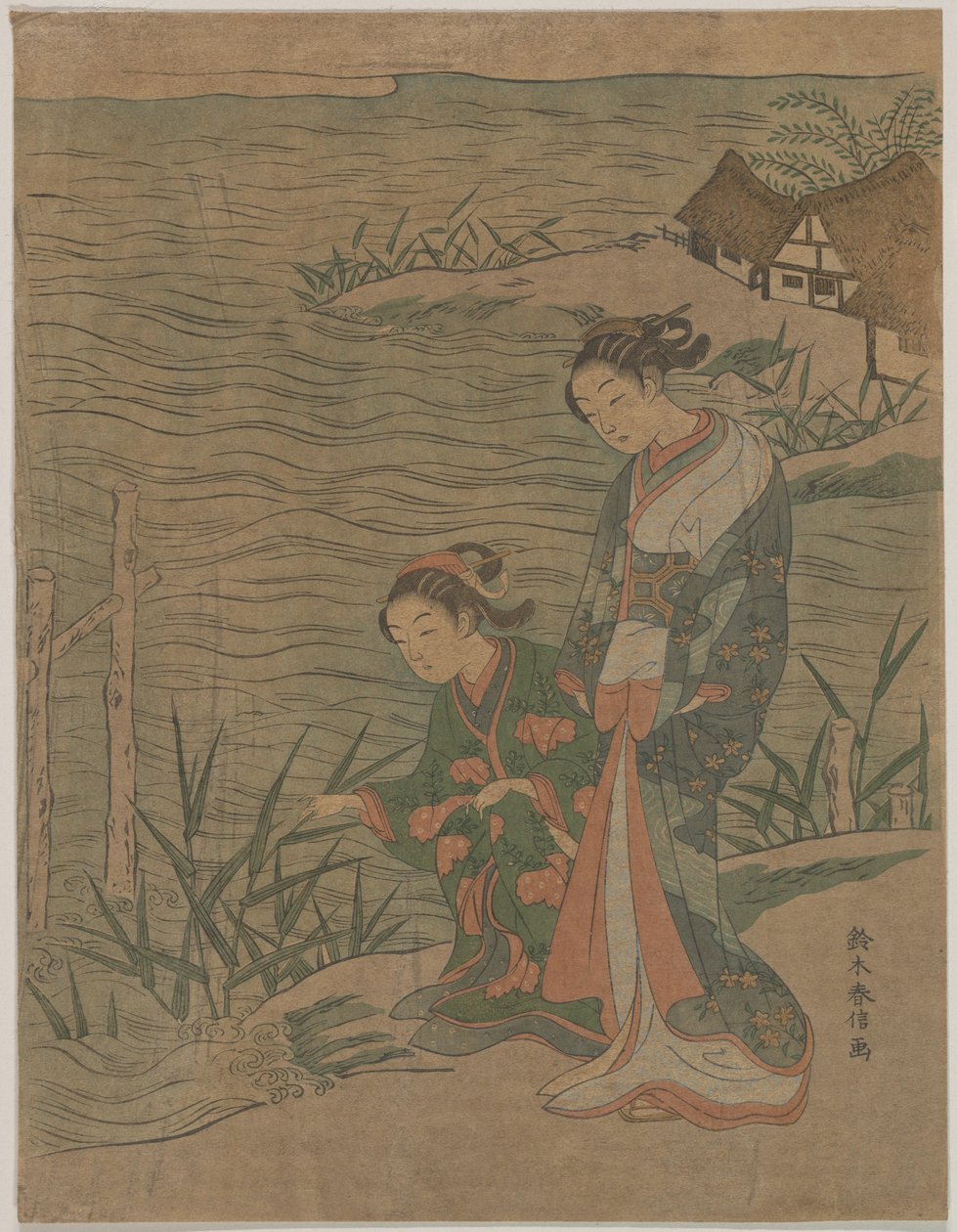 Duas jovens damas à beira-mar de Suzuki Harunobu