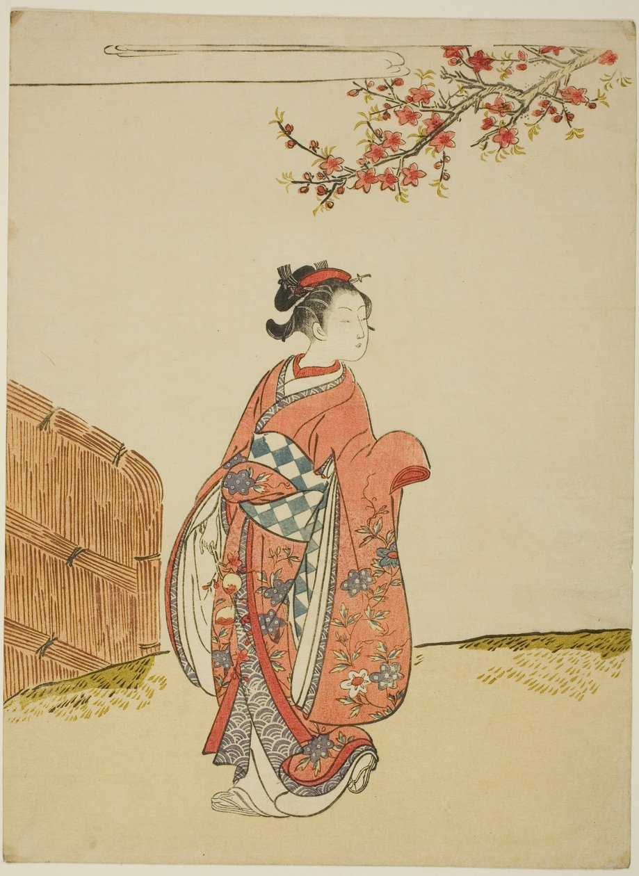 Sob um pessegueiro de Suzuki Harunobu