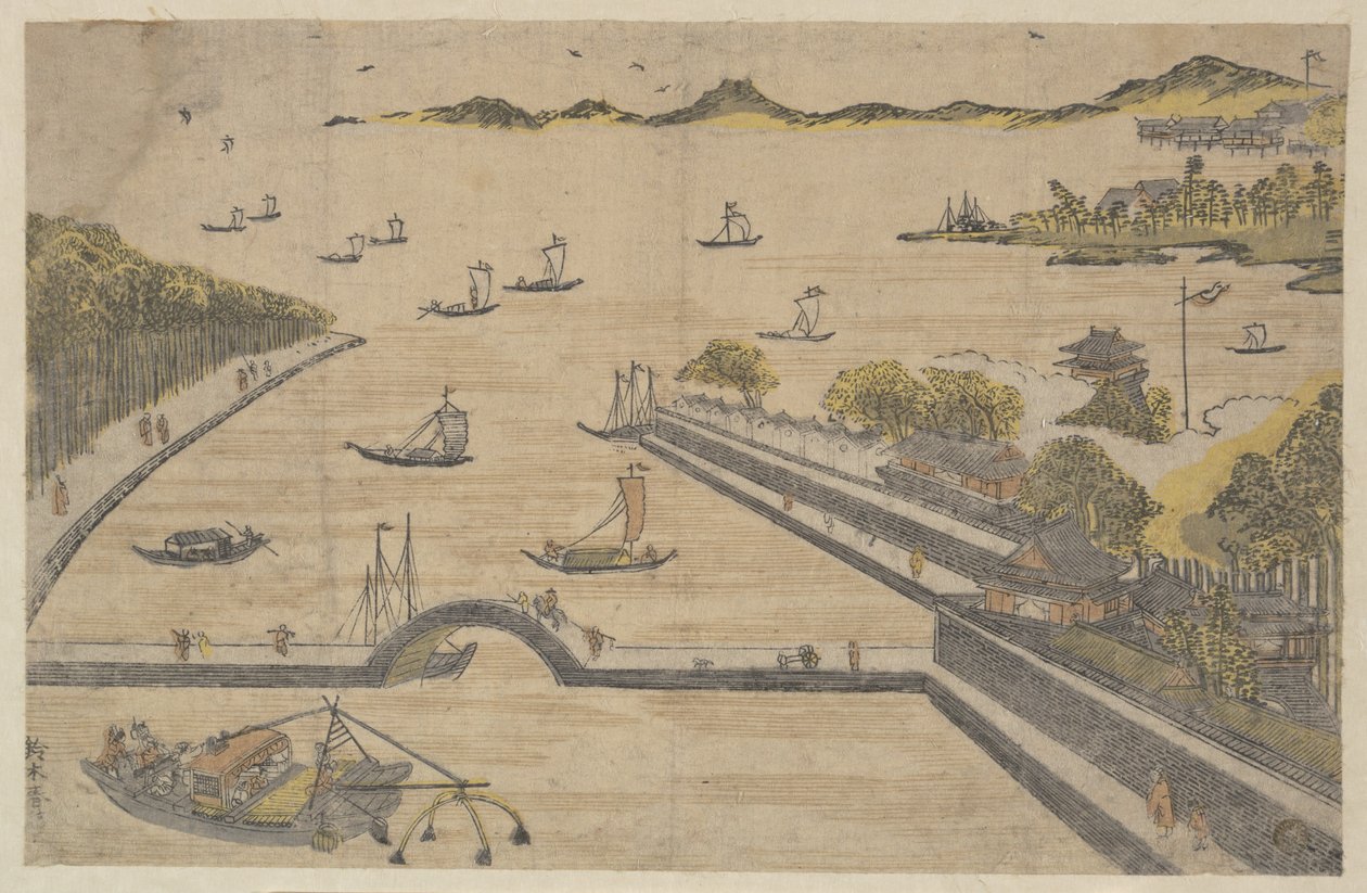 Vista de Fukagawa, Edo de Suzuki Harunobu