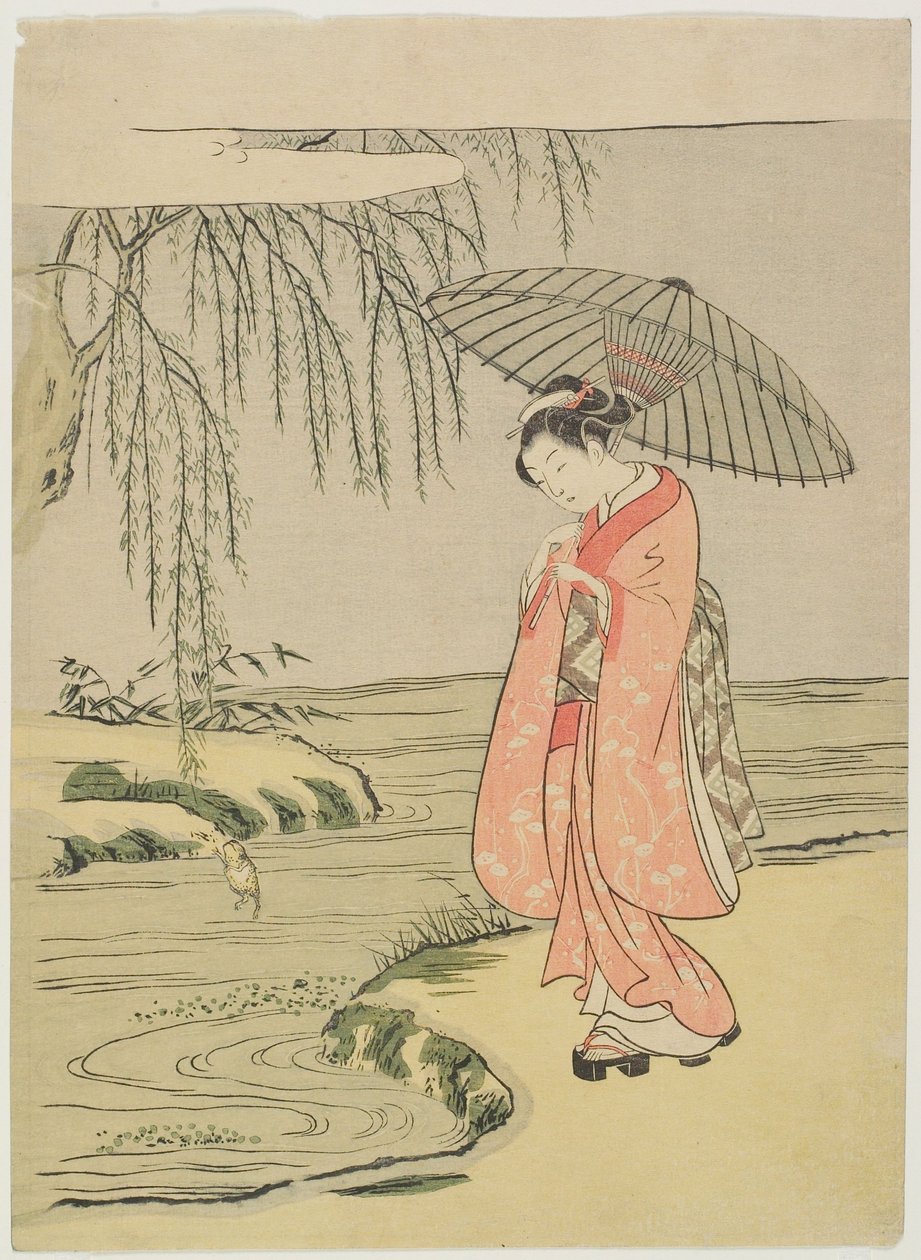 Paródia visual do calígrafo Ono no Tōfū (edição posterior) de Suzuki Harunobu