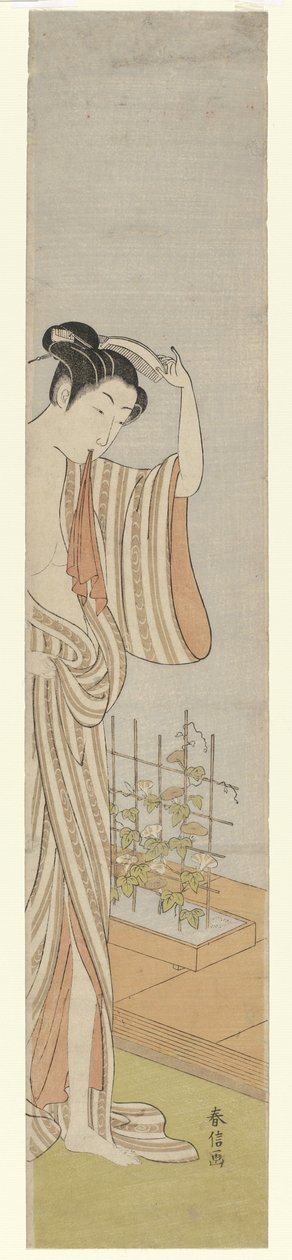 Mulher após o seu banho de Suzuki Harunobu