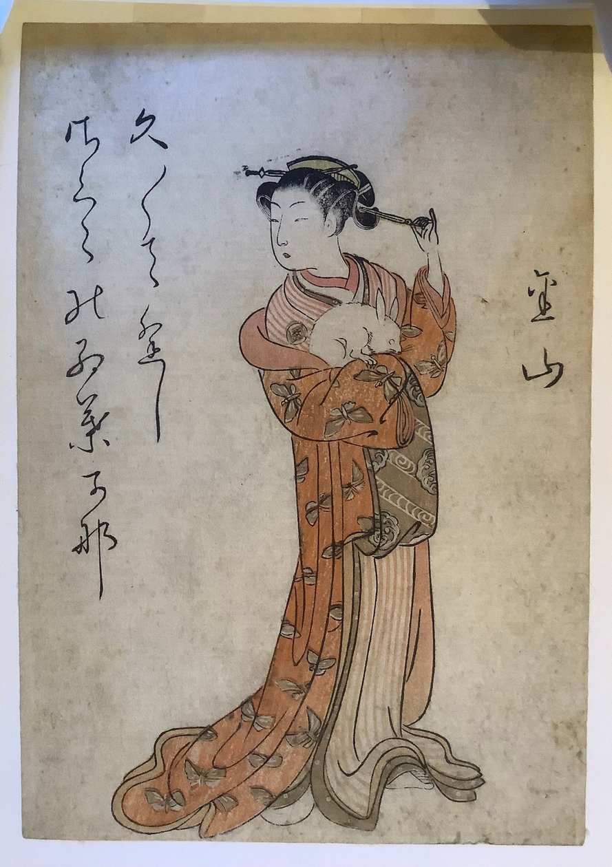 Mulher e coelho, da série Belezas dos bairros de Yoshiwara de Suzuki Harunobu