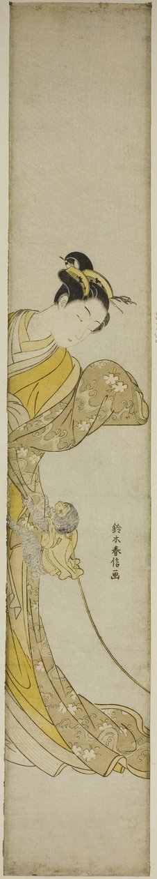 Mulher com macaco de estimação de Suzuki Harunobu