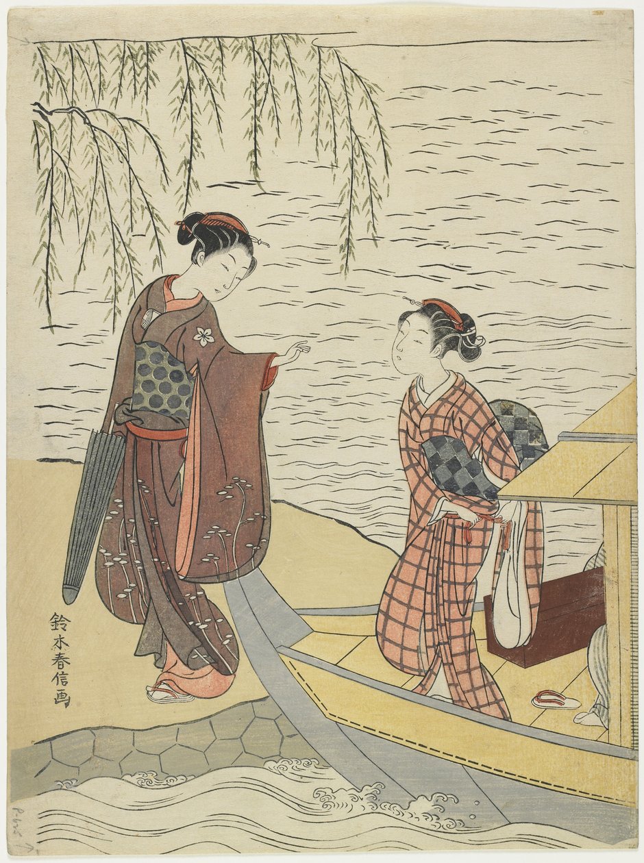 Mulheres desembarcando de um barco, c. 1767 de Suzuki Harunobu
