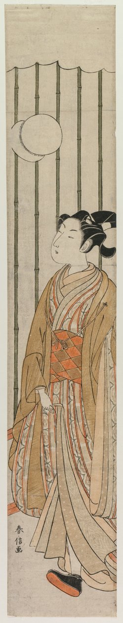 Jovem jogando futebol, final dos anos 1760. de Suzuki Harunobu